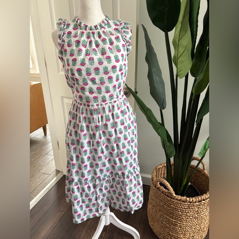J. Crew Factory Floral Sleeveless Ruffle Trim Dress - Picture 4 of 11